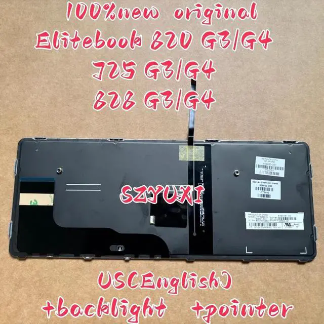 Alt view image 3 of 3 - 100%US English Forelitebook 820 G3 G4 725 G3 G4 828 G3 G4 laptop keyboard backlight 826630-001 813301-001