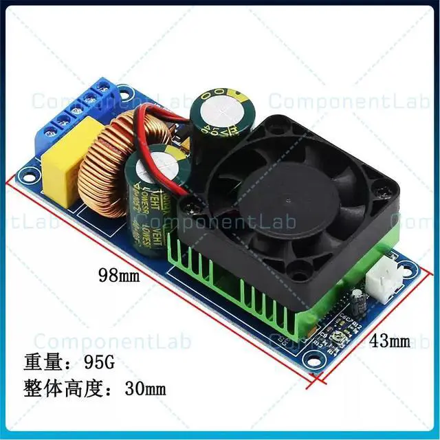 Alt view image 3 of 3 - IRS2092S digital power amplifier board, single-channel with 500W power output, D-class HIFI audio amplification module