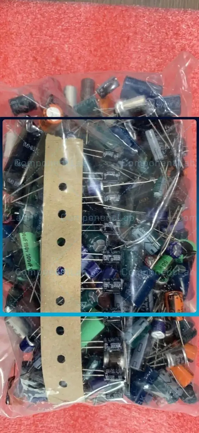 Alt view image 3 of 3 - Polarized Electrolytic Capacitor Pack Repair Parts Welded Mixed Capacitors Random Mixed Packed 410g
