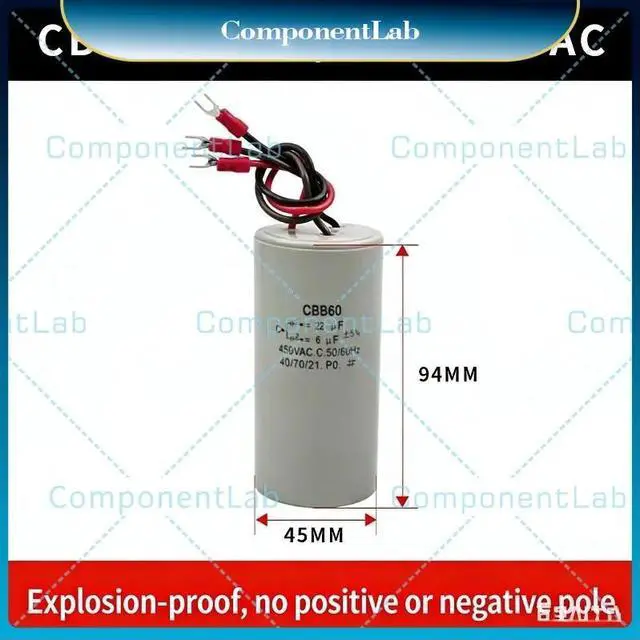 Alt view image 2 of 3 - CBB60 450VAC22UF + 6UF three-wire dual capacitor motor crane basket hoist crane starting capacitor