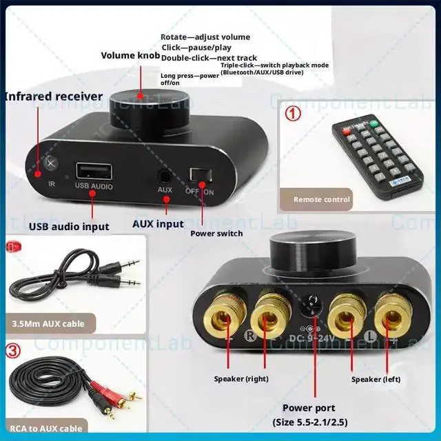 Alt view image 3 of 3 - For 50W Mini Bluetooth Amplifier Board 12V HiFi Audio Player Support TF Card Home Car Speaker Use