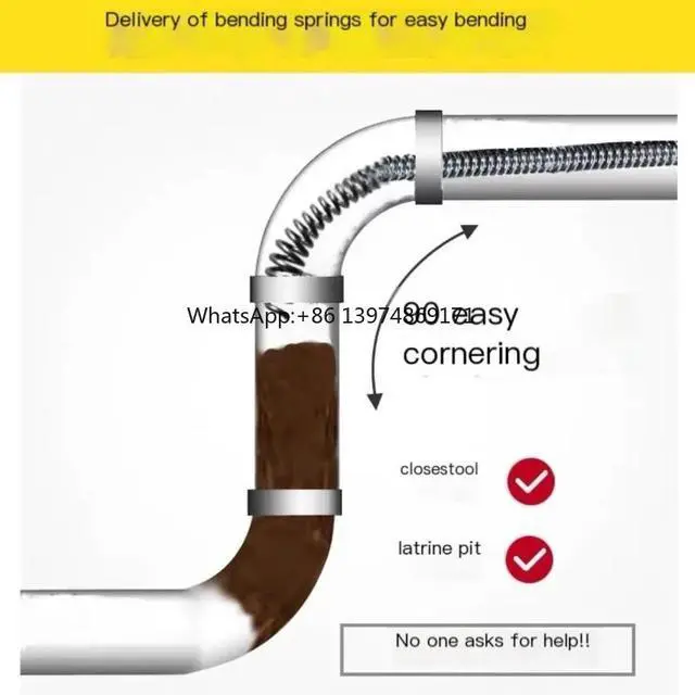 Alt view image 3 of 3 - Sewer Dredging Spring Electric Drill Drain Cleaner Machine Sewer Pipe Dredger Cleaning Tool With Connector 5 meters 10 Meters