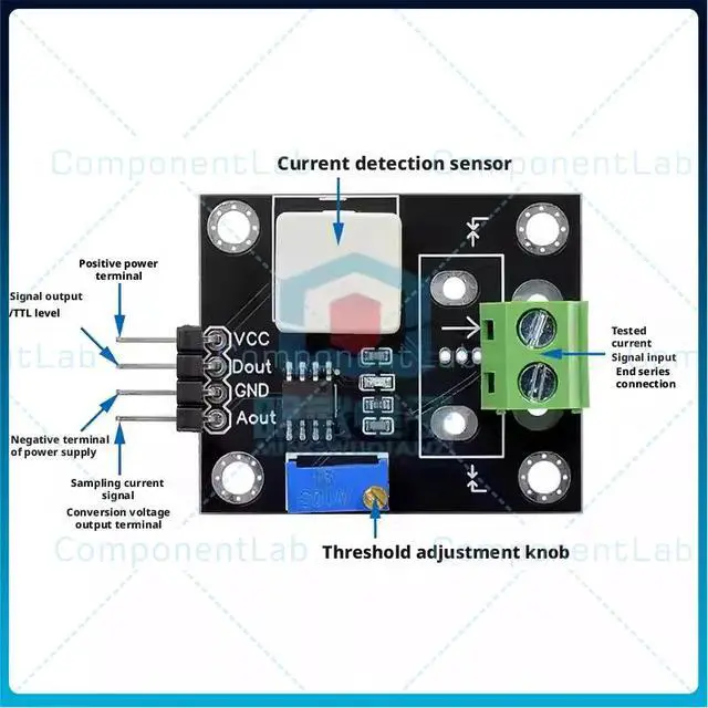 Alt view image 2 of 2 - 2pcs WCS2702 Current Detection Sensor Adjustable 2A Short Circuit Overcurrent Protection Module DC 5V Direct Current