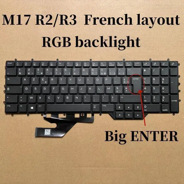 Main image of 100%FR French For M17 R2 R3 Laptop Keyboard with RGB Backlight KM9VD 0KM9VD