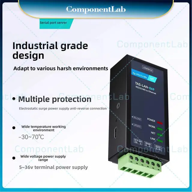 Alt view image 2 of 3 - 2pcs RS485 serial port server Serial to Ethernet modbus rtu Gateway tcpip passthrough module mqtt data transfer http network