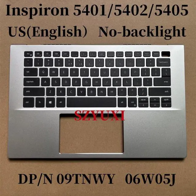 Main image of 100%US For Inspiron 5401 5402 5405 laptop keyboard Palmrest Assembly TOP cover C case No-backlight 9TNWY 6W05J