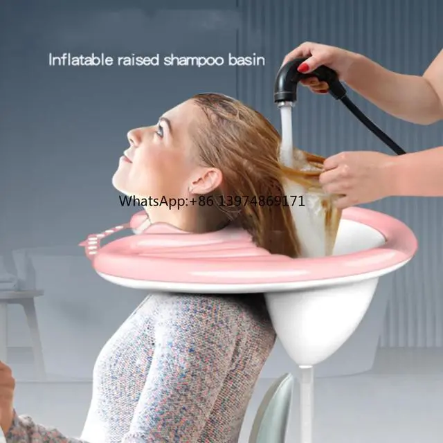 Alt view image 2 of 3 - Shampoo Pad PVC Inflatable Shampoo Basinwith Tube Quickly Inflate Deflate Hair Washing Basin Pregnant Women Elderly Kid