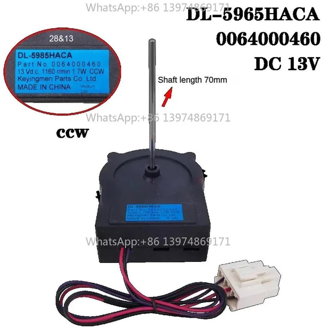 Alt view image 2 of 3 - Cooling Fan Motor DL-5985HACA For Refrigerator 0064000460 DC13V 1160r/min 1.7W Fridge Radiator Freezer Parts