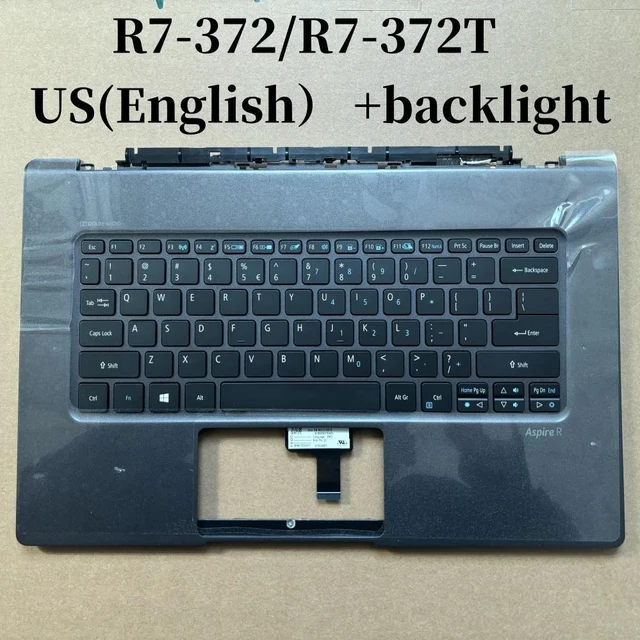 Main image of 100%US English For Aspire R7-372 R7-372T keyboard Palmrest TOP Cover backlight