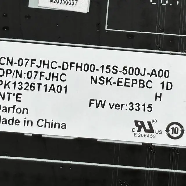 Alt view image 3 of 3 - 100%US English For area 51m backlight keyboard 17 R5 Perkey RGB 07FJHC 7FJHC NSK-EEPBC
