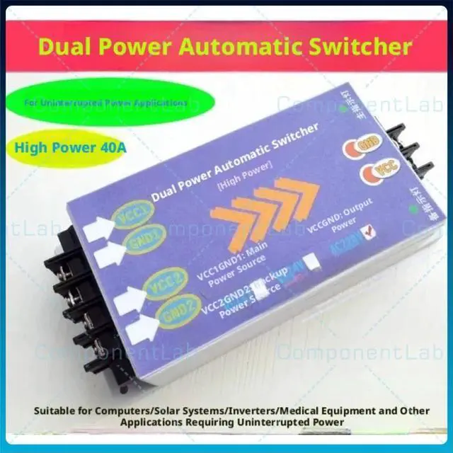 Main image of 2P Dual Source Automatic Transfer Switch AC220V 40A No Power Cut Off Dual Circuit Switch Over Module