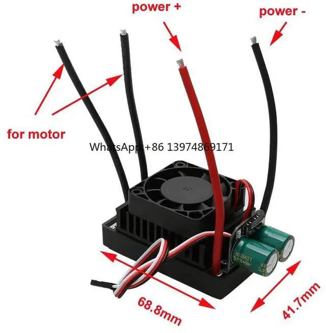 Main image of 1PCS Upgraded Version DIY RC Robotic Mower Motor 12V 24V 110A Dual-way Brushed ESC 1000W Speed Controller with Cooling Fan