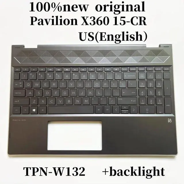 Main image of 100%US English TPN-W132 Forpavilion 15-CR keyboard Palmrest Assembly top cover C case with backlight