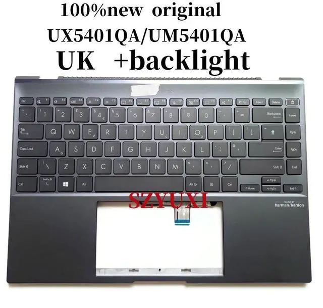 Main image of UK For Zenbook UX5401 UX5401 UX5401QA UM5401QA laptop keyboard Palmrest Assembly TOP cover C case backlight