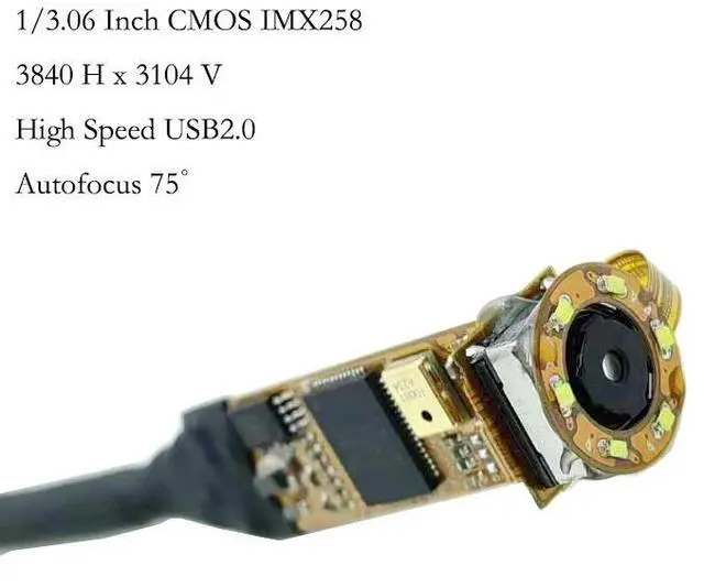 Alt view image 2 of 3 - 3840Hx3104V 4K 12MP HD IMX258 USB Camera Module Auto Focus 75° With Digital Mic LED Light MJPEG15fps for Industrial Inspection