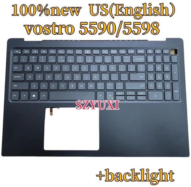 Main image of 100%US ENGLISH For vostro 5590 5598 Laptop keyboard Palmrest Assembly TOP cover C case backlight XNR1R 8756Y