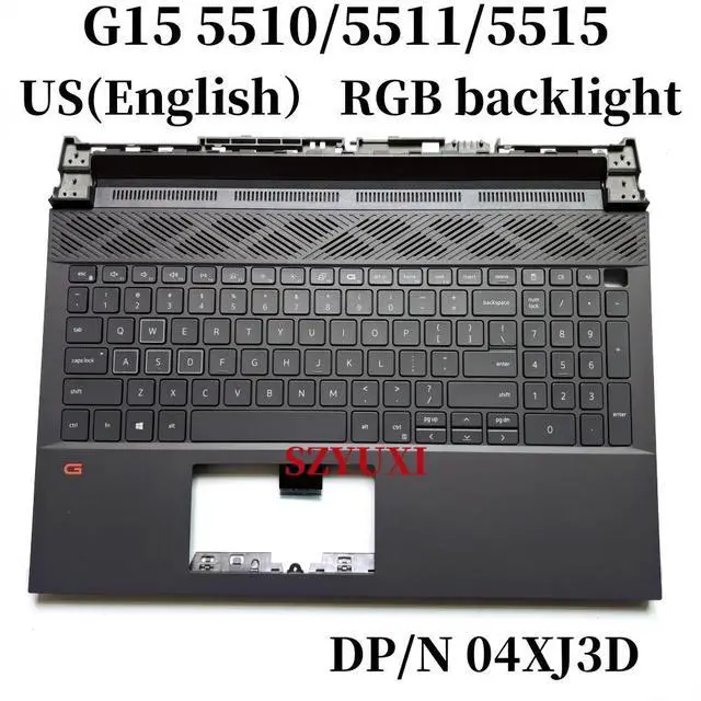 Main image of 100%US English RGB backlight For G15 5510 5511 5515 Laptop Keyboard Palmrest Assembly TOP Cover 4XJ3D 04XJ3D