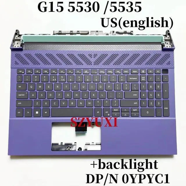 Main image of 100%US English For G15 5530 5535 Laptop Keyboard Palmrest Assembly TOP COVER with Backlight YPYC1