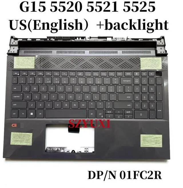 Main image of 100%US English For G15 5520 5521 5525 laptop keyboard Palmrest Assembly TOP cover backlight 1FC2R 01FC2R