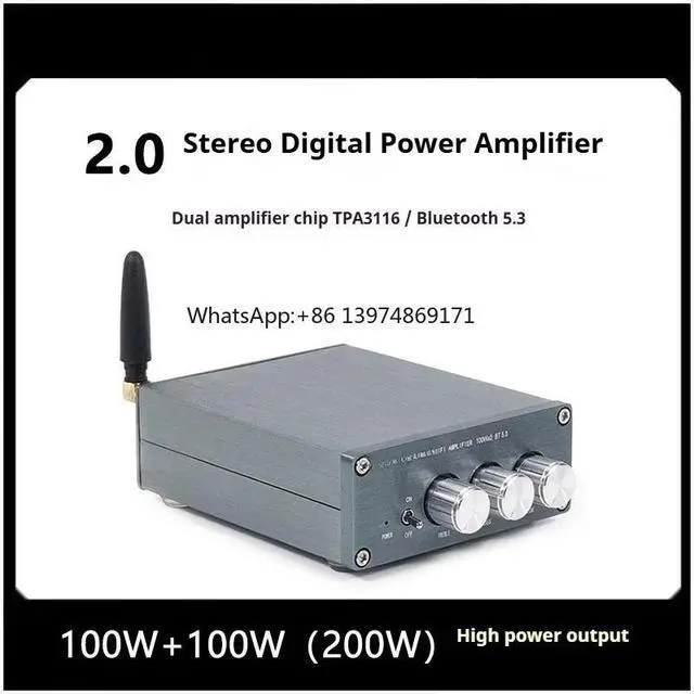 Alt view image 2 of 3 - Dual Core TPA3116 Digital Power Amplifier Dual Channel 200W High Power Heavy Bass Bluetooth 5.3 Audio Amp Board
