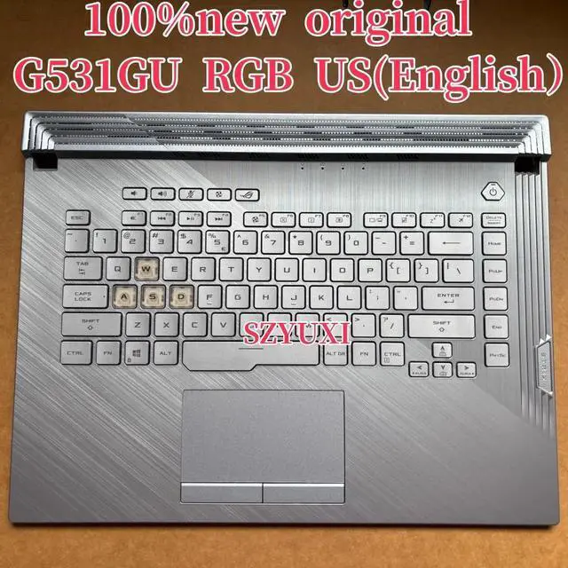 Main image of 100%US English silver For G531 G531G G531GU laptop keyboard Palmrest Assembly TOP cover C case backlight 90NR01J6