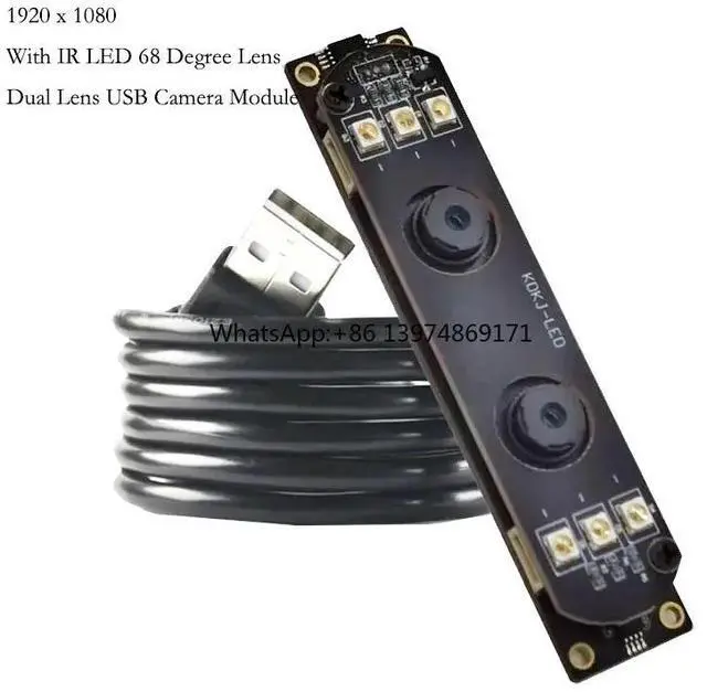 Alt view image 2 of 4 - 1920x1080 2MP HD 1080P Dual Lens USB Camera Module Fixed Focus With IR LED 68 Degree Lens for Product Vision