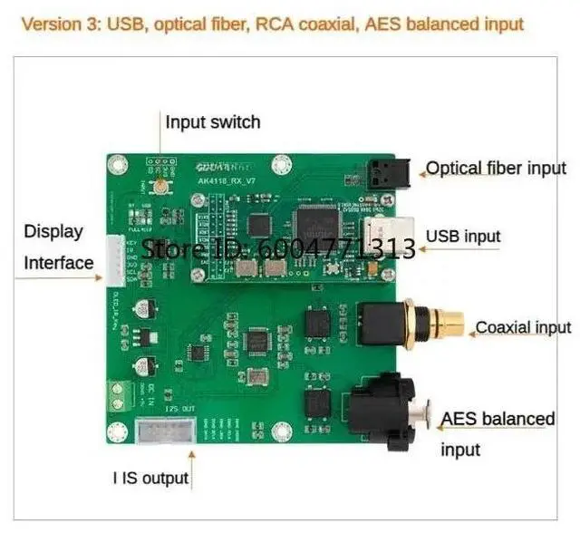 Alt view image 3 of 3 - Bluetooth Audio Receiver QCC5125 AK4118 USB Coaxial AES Optical Fiber To IIS Supports XMOS Amanero For PCM1794 DAC Decoder