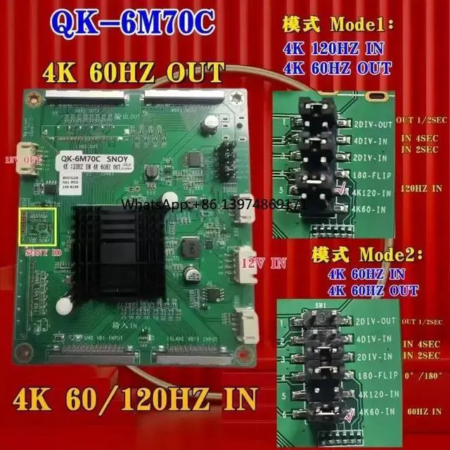 Alt view image 2 of 3 - QK-6M70C 4K 120HZ Main Board Input to 60HZ T-CON Output Machine Screen Replacement Special