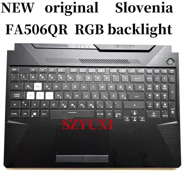 Main image of 100%SL Slovenia For TUF GAMING FA506 FA506QR laptop keyboard Palmrest Assembly TOP cover C case RGB backlight 90NR05V6
