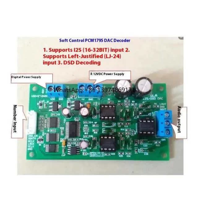 Alt view image 2 of 2 - HIFI PCM1795 DAC Decoding Board I2S DSD Interface Soft Control Audio Decoder Module
