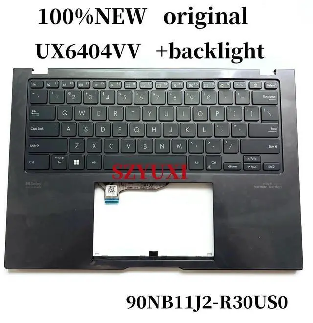 Main image of 100%US English For ZenBook UX6404 UX6404V UX6404VV laptop keyboard Palmrest Assembly backlight 90NB11J2-R30US0