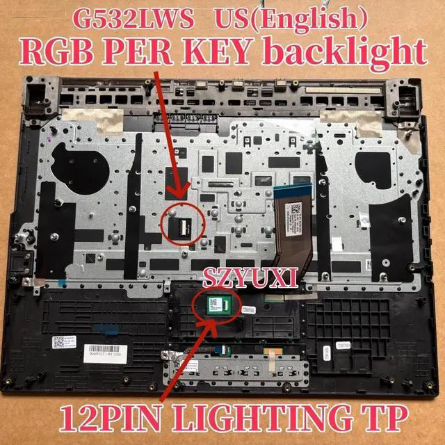 Alt view image 2 of 3 - 100%US English For G532 G532LWS laptop keyboard Palmrest Assembly TOP cover C case backlight LIGHTING TP 90NR02T1