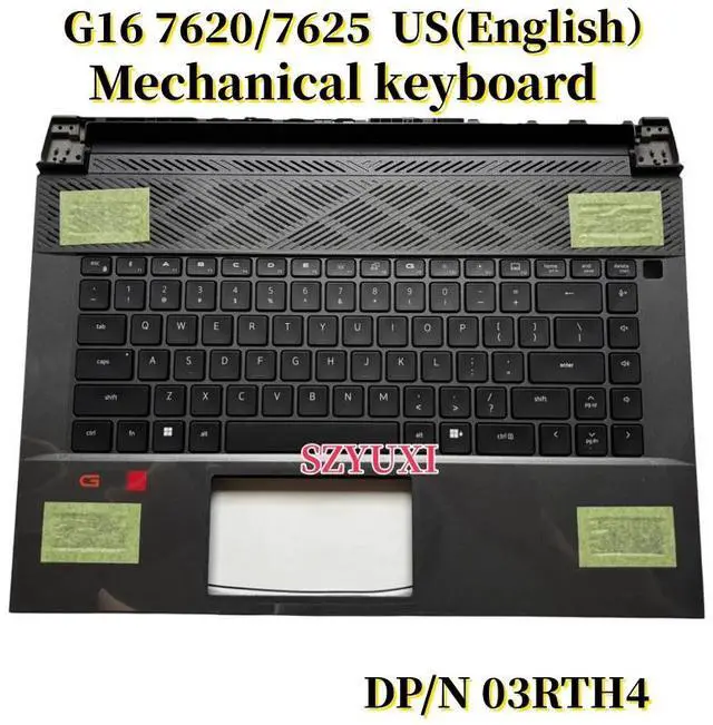 Main image of 100%US English For G16 7620 7625 Palmrest RGB Per Key Backlit Mechanical Cherry Keyboard Assembly 3RTH4 54GH5