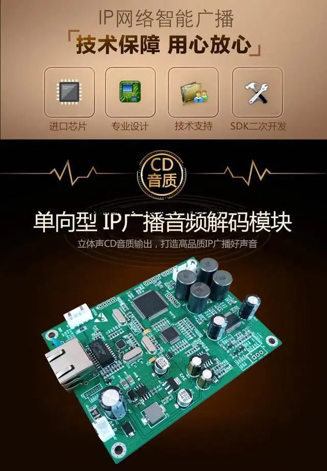 Alt view image 3 of 3 - IP Broadcast Audio Module IP Network Pillar / Speaker Dedicated 2x30W Network Power Amplifier Network Decoder