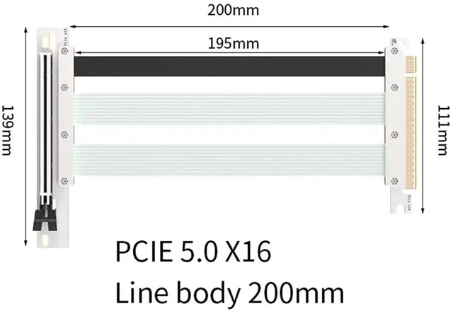 Alt view image 2 of 3 - 20cm PCI-E 5.0 X16 Riser Cable Graphics Card Extension Cable 90° Mounting GPU Extension Cord