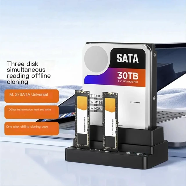 Main image of M.2 NVMe/2.5/3.5" SATA SSD Docking Station USB 3.2 Multi-Bay Drive Reader with One-Touch Offline Cloning