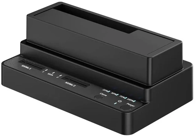 Alt view image 3 of 3 - M.2 NVMe/2.5/3.5" SATA SSD Docking Station USB 3.2 Multi-Bay Drive Reader with One-Touch Offline Cloning