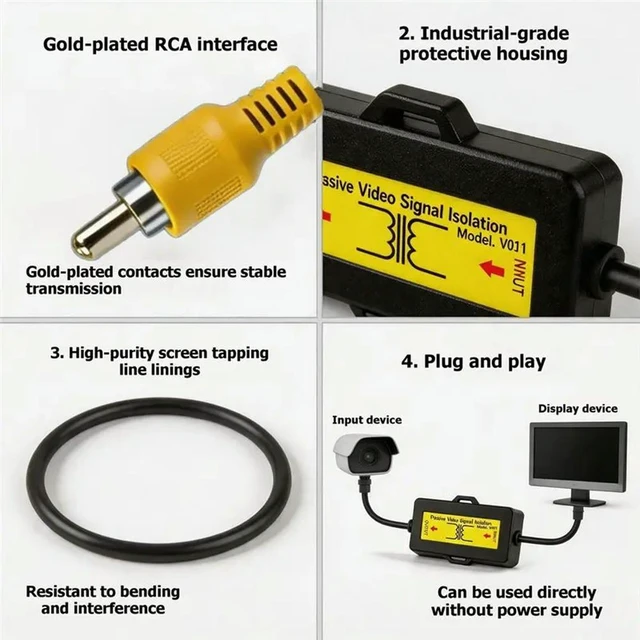 Alt view image 6 of 6 - RCA For Camera Passive Video Signal Isolation Filter For Car Snowflake Removal