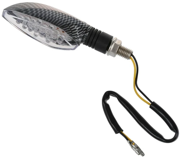 Alt view image 6 of 6 - 2Pcs 12V Carbon Motorcycle Motorbike LED Turn Signal Indicator Light Yellow Bulb