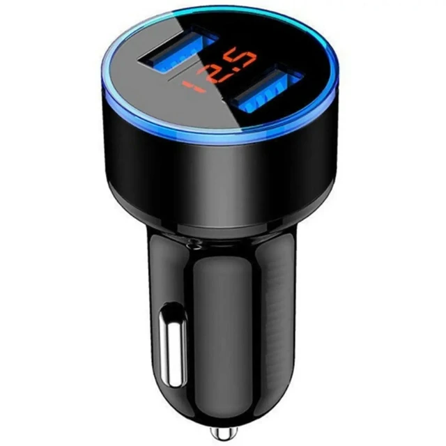 Alt view image 6 of 6 - 4X 3.1A Dual USB Car 2 Port LCD Display 12-24V Fast Quick Charging Auto Power Adapter With LED Light, Black