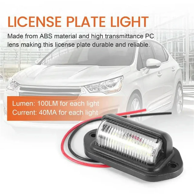 Alt view image 6 of 6 - 4Pcs 12V 6 SMD LED Exterior License Plate Tag Light Waterproof License Plate Lamp Taillight For Car Truck RV Trailer Boat