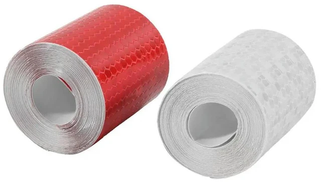 Main image of 2 Pcs 50Mm × 3 Meter Adhesive Tape Warning Tape Reflector Tape Security Marking Tape White And Red
