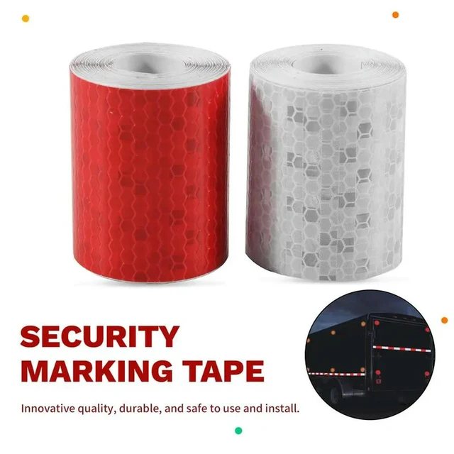 Alt view image 3 of 3 - 2 Pcs 50Mm × 3 Meter Adhesive Tape Warning Tape Reflector Tape Security Marking Tape White And Red