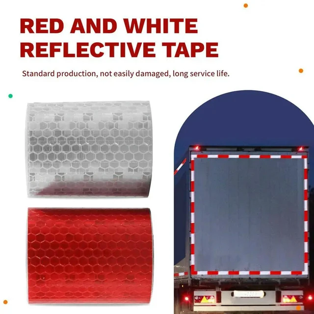 Alt view image 2 of 3 - 2 Pcs 50Mm × 3 Meter Adhesive Tape Warning Tape Reflector Tape Security Marking Tape White And Red