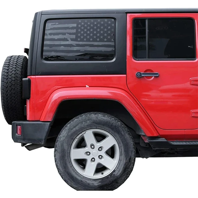 Alt view image 3 of 3 - Hardtop Window USA Distressed Flag Decals American Flag Stickers For Jeep Wrangler 2011-2017 JK 4 Door, 1 Pair