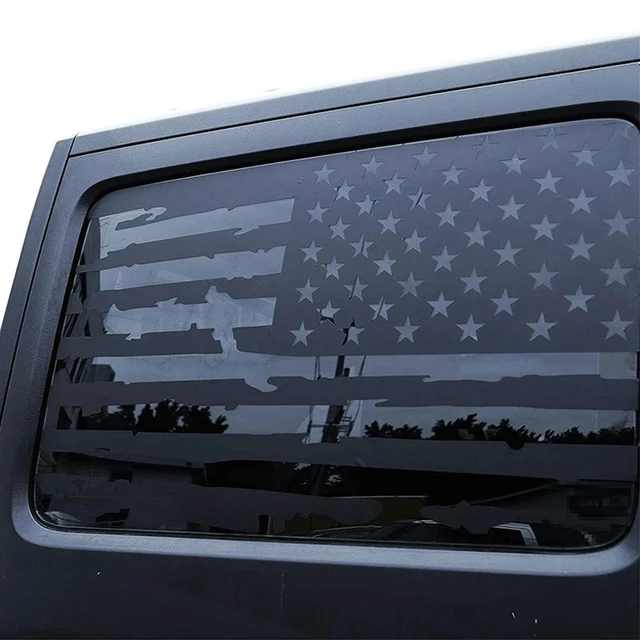 Alt view image 2 of 3 - Hardtop Window USA Distressed Flag Decals American Flag Stickers For Jeep Wrangler 2011-2017 JK 4 Door, 1 Pair