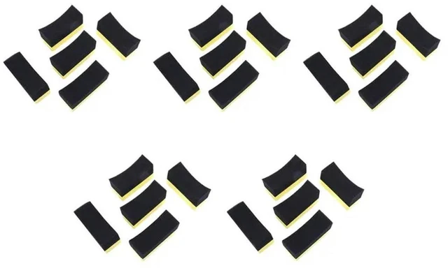 Main image of 25X Professional Automotive Car Wheel Washer Tyre Tire Dressing Applicator Curved Foam Sponge Pad Black+Yellow