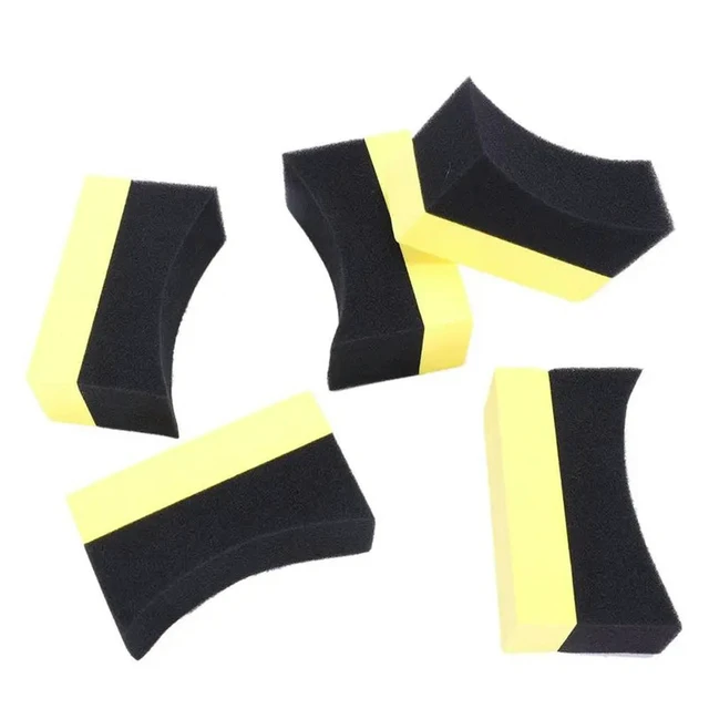 Alt view image 3 of 3 - 25X Professional Automotive Car Wheel Washer Tyre Tire Dressing Applicator Curved Foam Sponge Pad Black+Yellow