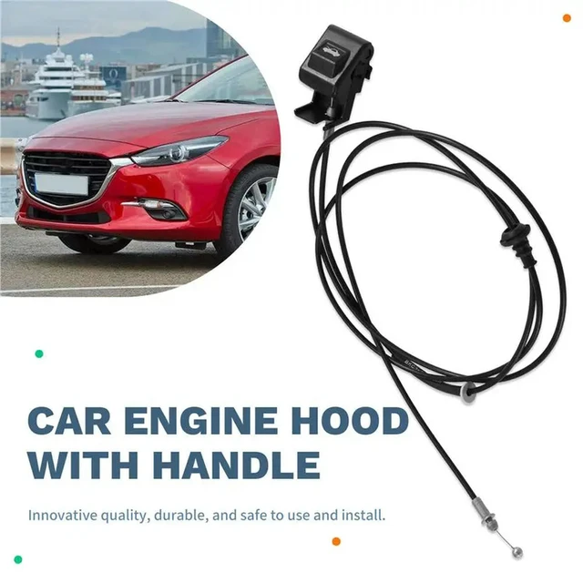 Alt view image 2 of 3 - BHN9-56-720 Car Accessories Bonnet Wire Release Cable With Handle For Mazda 3 2014-2018 BM BN