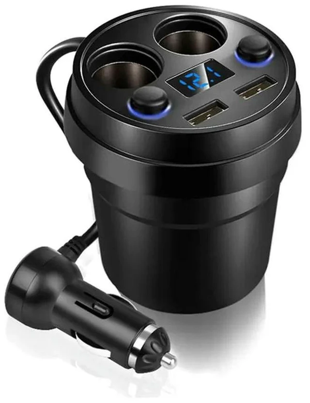 Main image of Universal Car Cup Dual Usb With Cable Car Multi-Function Cigarette Lighter Car Mobile Phone